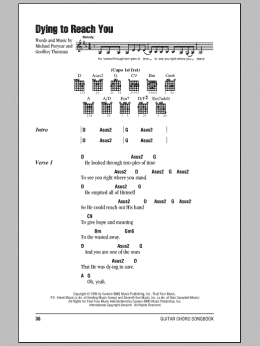 page one of Dying To Reach You (Guitar Chords/Lyrics)