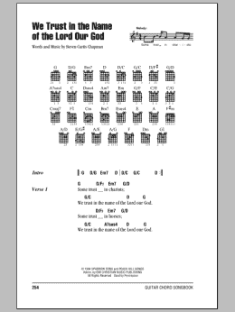 page one of We Trust In The Name Of The Lord Our God (Guitar Chords/Lyrics)
