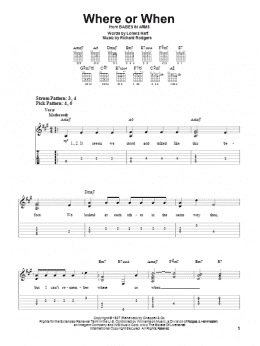 page one of Where Or When (Easy Guitar Tab)