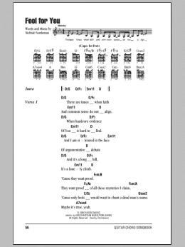 page one of Fool For You (Guitar Chords/Lyrics)