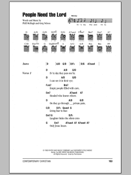 page one of People Need The Lord (Guitar Chords/Lyrics)