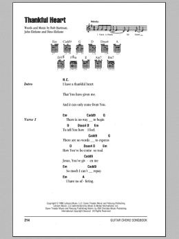 page one of Thankful Heart (Guitar Chords/Lyrics)