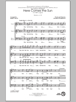 page one of Here Comes The Sun (arr. Kirby Shaw) (TTBB Choir)