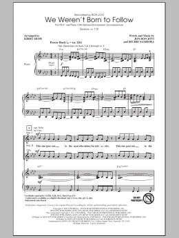 page one of We Weren't Born To Follow (SSA Choir)