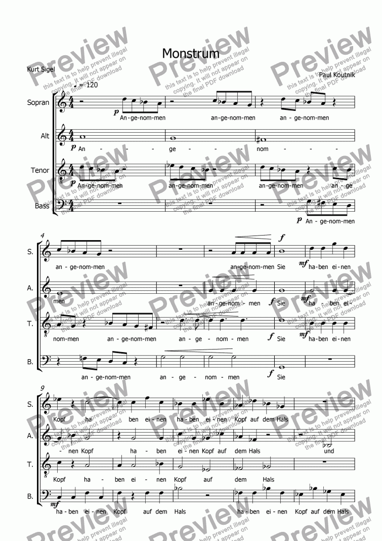 page one of Monstrum - For Advanced German Speaking Choirs