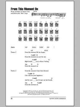 page one of From This Moment On (Guitar Chords/Lyrics)