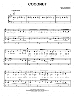 page one of Coconut (Piano, Vocal & Guitar Chords (Right-Hand Melody))