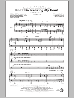 page one of Don't Go Breaking My Heart (arr. Mark Brymer) (3-Part Mixed Choir)