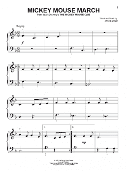 page one of Mickey Mouse March (from The Mickey Mouse Club) (Beginning Piano Solo)