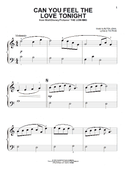 page one of Can You Feel The Love Tonight (from The Lion King) (Beginning Piano Solo)