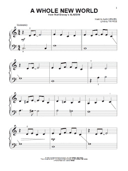 page one of A Whole New World (from Aladdin) (Big Note Piano)