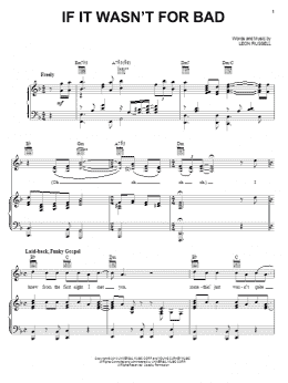 page one of If It Wasn't For Bad (Piano, Vocal & Guitar Chords (Right-Hand Melody))