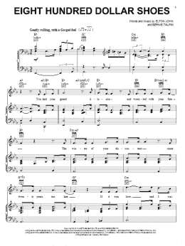 page one of Eight Hundred Dollar Shoes (Piano, Vocal & Guitar Chords (Right-Hand Melody))