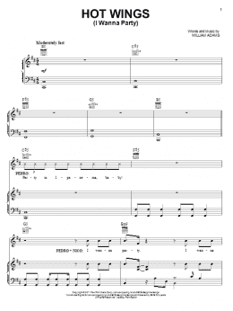 page one of Hot Wings (I Wanna Party) (Piano, Vocal & Guitar Chords (Right-Hand Melody))