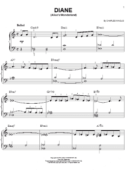 page one of Diane (Alice's Wonderland) (Easy Piano)
