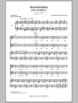 page one of Korobushka (2-Part Choir)