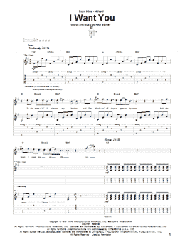 page one of I Want You (Guitar Tab)