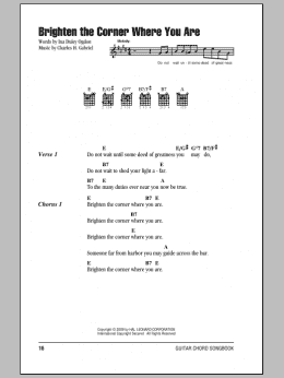 page one of Brighten The Corner Where You Are (Guitar Chords/Lyrics)