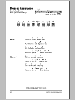 page one of Blessed Assurance (Guitar Chords/Lyrics)