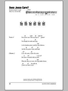 page one of Does Jesus Care? (Guitar Chords/Lyrics)
