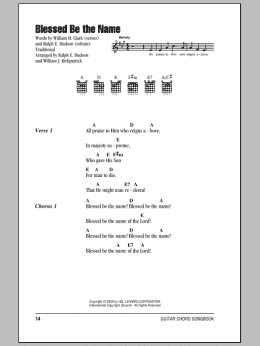 page one of Blessed Be The Name (Guitar Chords/Lyrics)