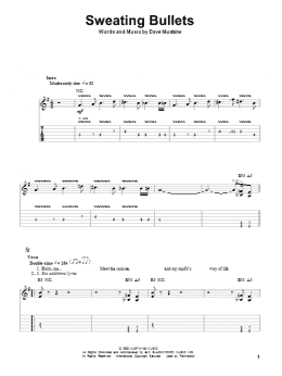 page one of Sweating Bullets (Guitar Tab (Single Guitar))