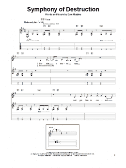 page one of Symphony Of Destruction (Guitar Tab (Single Guitar))