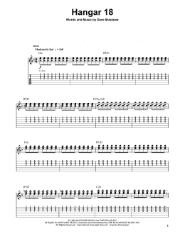 page one of Hangar 18 (Guitar Tab (Single Guitar))