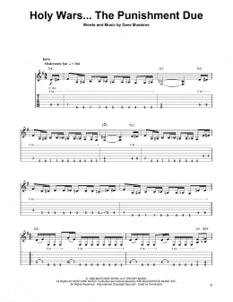 page one of Holy Wars...The Punishment Due (Guitar Tab (Single Guitar))