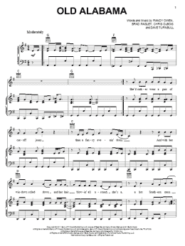 page one of Old Alabama (Piano, Vocal & Guitar Chords (Right-Hand Melody))