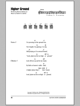 page one of Higher Ground (Guitar Chords/Lyrics)