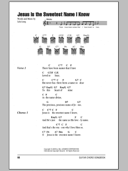 page one of Jesus Is The Sweetest Name I Know (Guitar Chords/Lyrics)