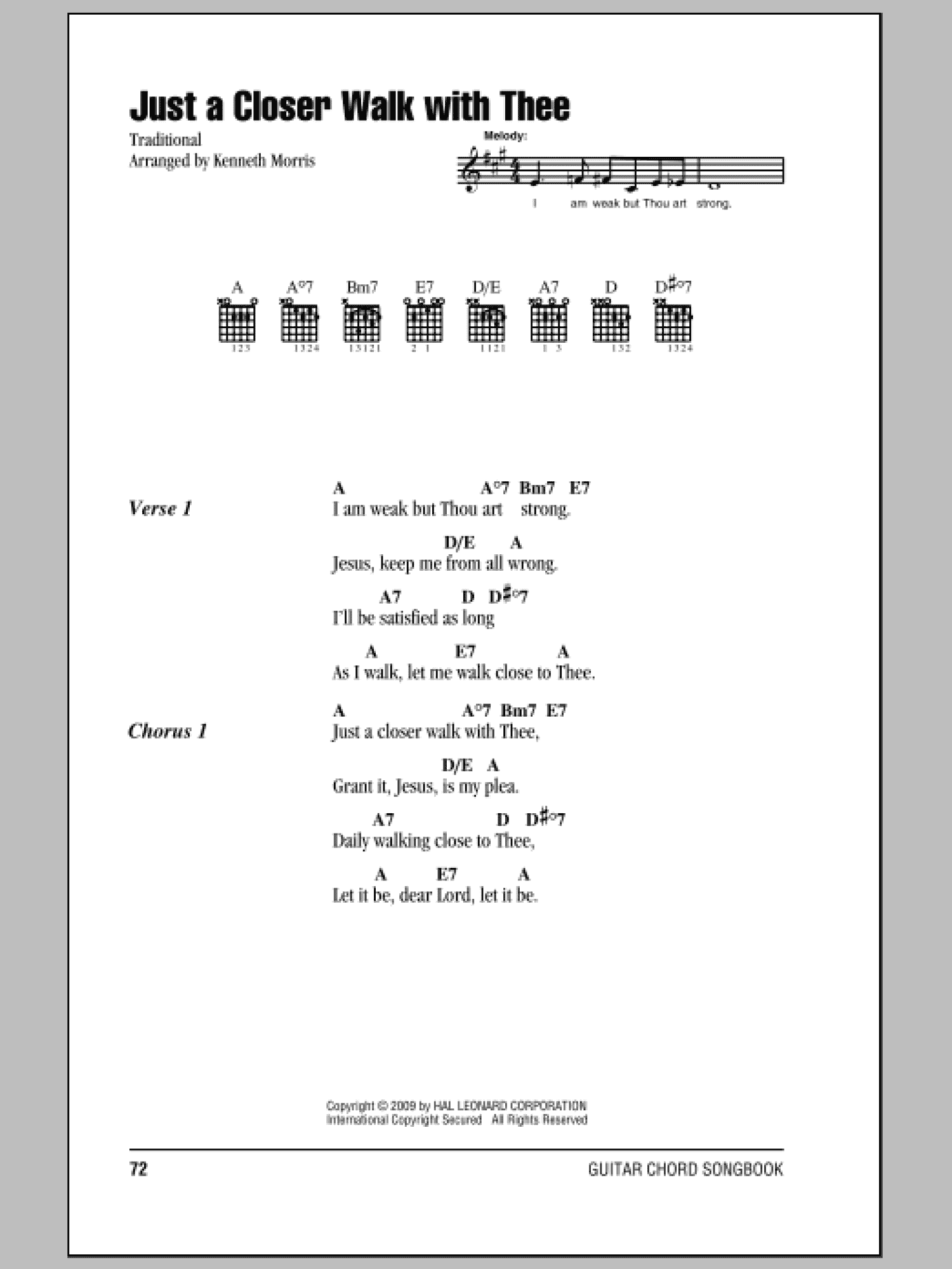 Just A Closer Walk With Thee (Guitar Chords/Lyrics)