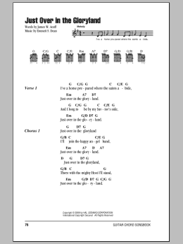 page one of Just Over In The Gloryland (Guitar Chords/Lyrics)
