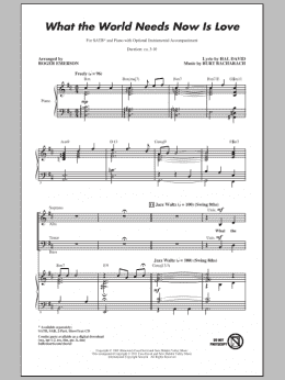 page one of What The World Needs Now Is Love (arr. Roger Emerson) (SATB Choir)