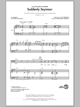 page one of Suddenly Seymour (from Little Shop of Horrors) (arr. Alan Billingsley) (SATB Choir)