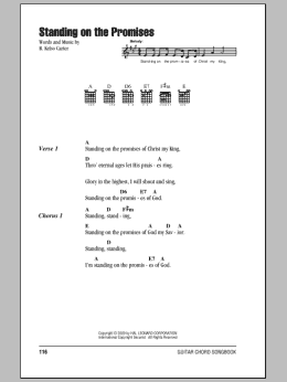 page one of Standing On The Promises (Guitar Chords/Lyrics)