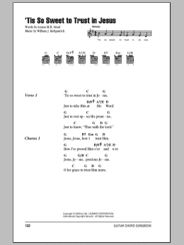 page one of 'Tis So Sweet To Trust In Jesus (Guitar Chords/Lyrics)