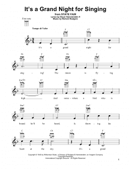 page one of It's A Grand Night For Singing (Ukulele)