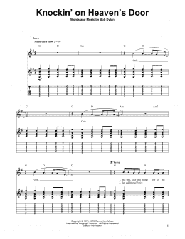 page one of Knockin' On Heaven's Door (Guitar Tab (Single Guitar))
