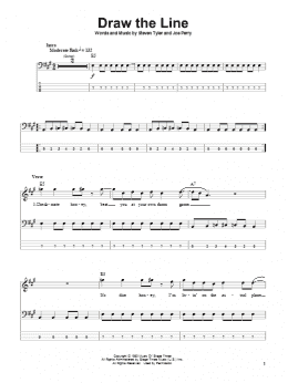 page one of Draw The Line (Bass Guitar Tab)