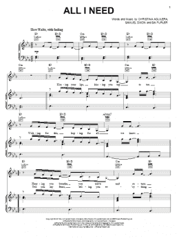 page one of All I Need (Piano, Vocal & Guitar Chords (Right-Hand Melody))