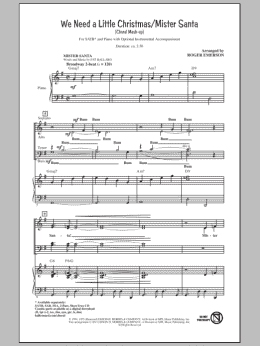 page one of We Need A Little Christmas / Mister Santa (SATB Choir)