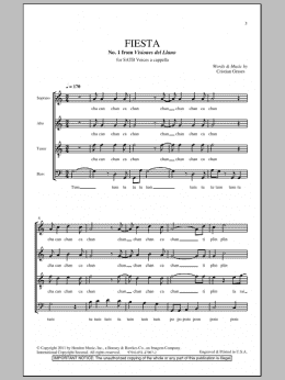 page one of Fiesta (No. 1 From Visiones Dellano) (SATB Choir)