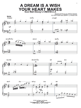 page one of A Dream Is A Wish Your Heart Makes [Jazz version] (from Cinderella) (arr. Brent Edstrom) (Piano Solo)