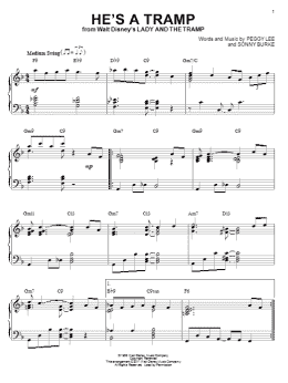page one of He's A Tramp [Jazz version] (from Lady And The Tramp) (arr. Brent Edstrom) (Piano Solo)