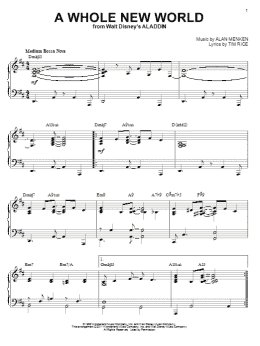 page one of A Whole New World [Jazz version] (from Aladdin) (arr. Brent Edstrom) (Piano Solo)