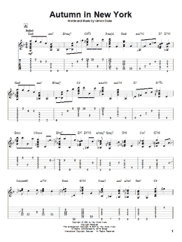 page one of Autumn In New York (Solo Guitar)