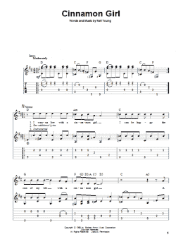 page one of Cinnamon Girl (Solo Guitar)