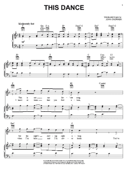 page one of This Dance (Piano, Vocal & Guitar Chords (Right-Hand Melody))